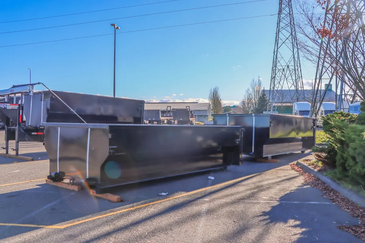 Roll-off dumpster ready for waste disposal at job site for Construction Dumpster Rental in Zionsville
